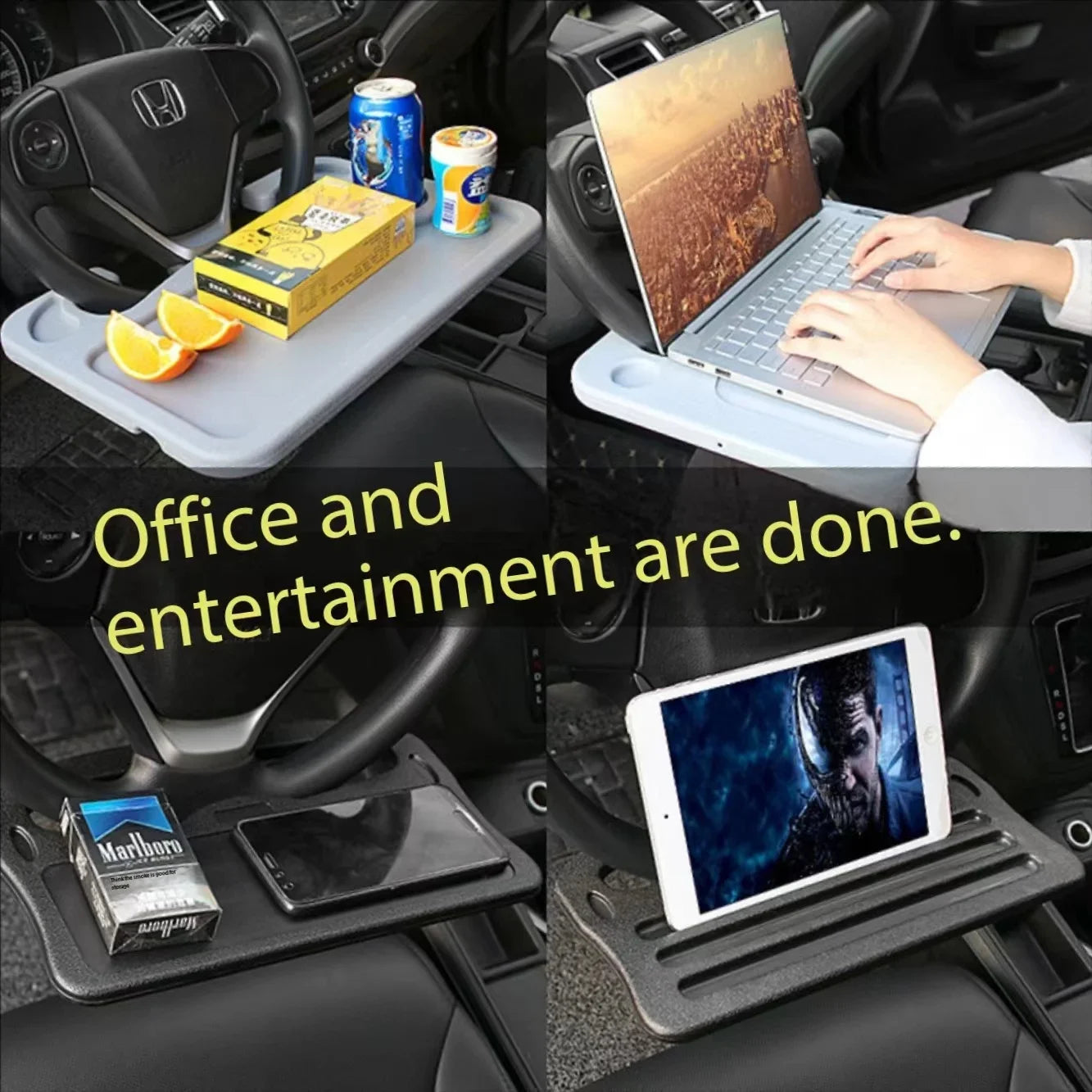 Car Steering Wheel Dining Table Tray Car Table Car Multi-functional Dinner Plate Steering Wheel Rack Plastic Card Table