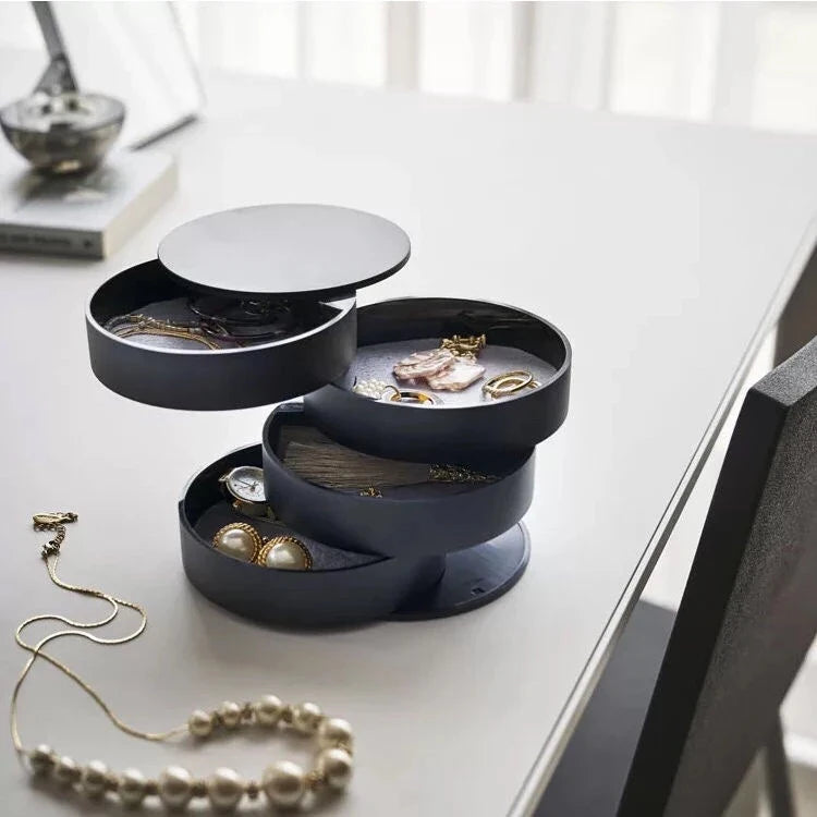 Rotating Multi-layer Desktop Storage Box Hair Accessories Jewelry Makeup BoxNWith Lid Dustproof Jewelry Box Jewelry Storage Box