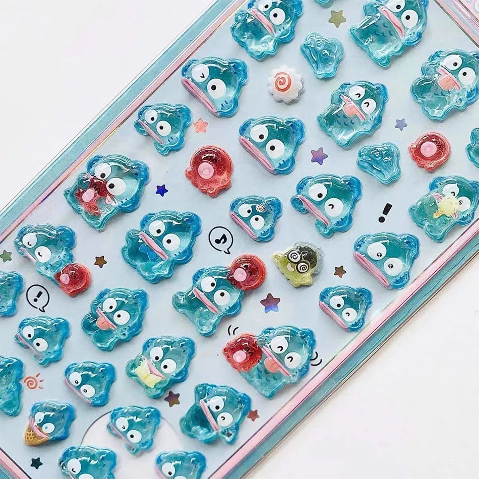 7Style Anime Sanrio Kuromi Hellokitty Hangyodon Cinnamoroll 3Dtransparent Jelly Sticker Crystal Decorative Stickers Casesdiy Toy