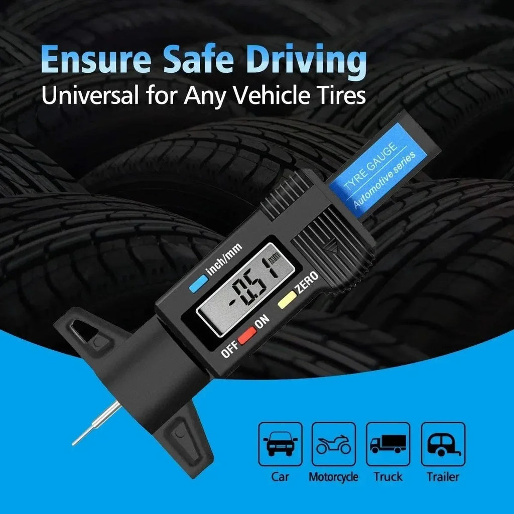 1PC Digital Depth Gauge Caliper Tread Depth Gauge LCD Tire Tread Gauge For Car Tire 0-25mm Measurer Tool Caliper Repair Tools