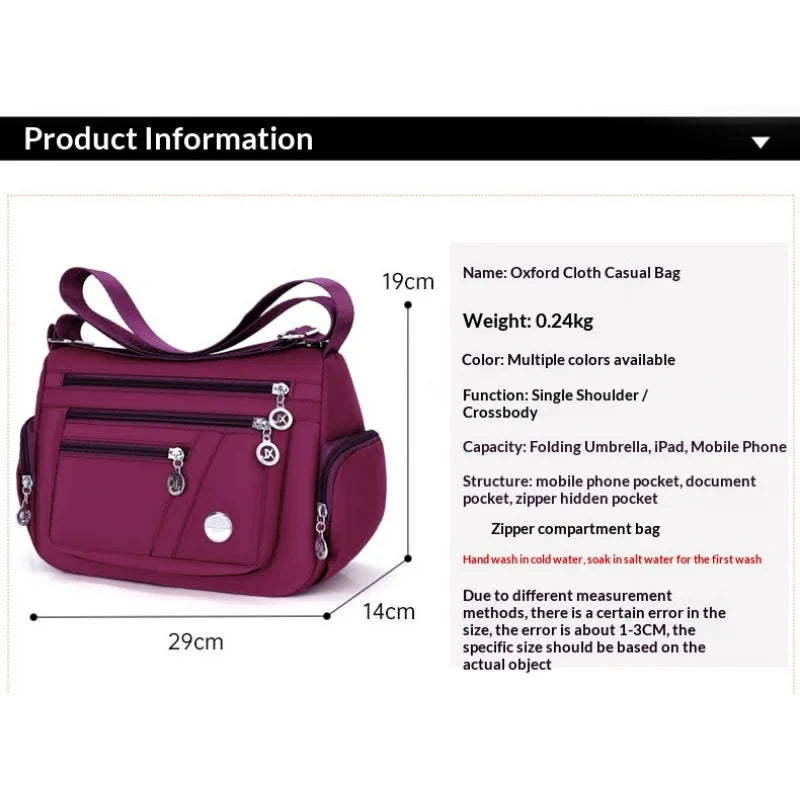 Multi layer leisure multifunctional men's and women's crossbody bag fabric bag fashion Oxford shoulder bag