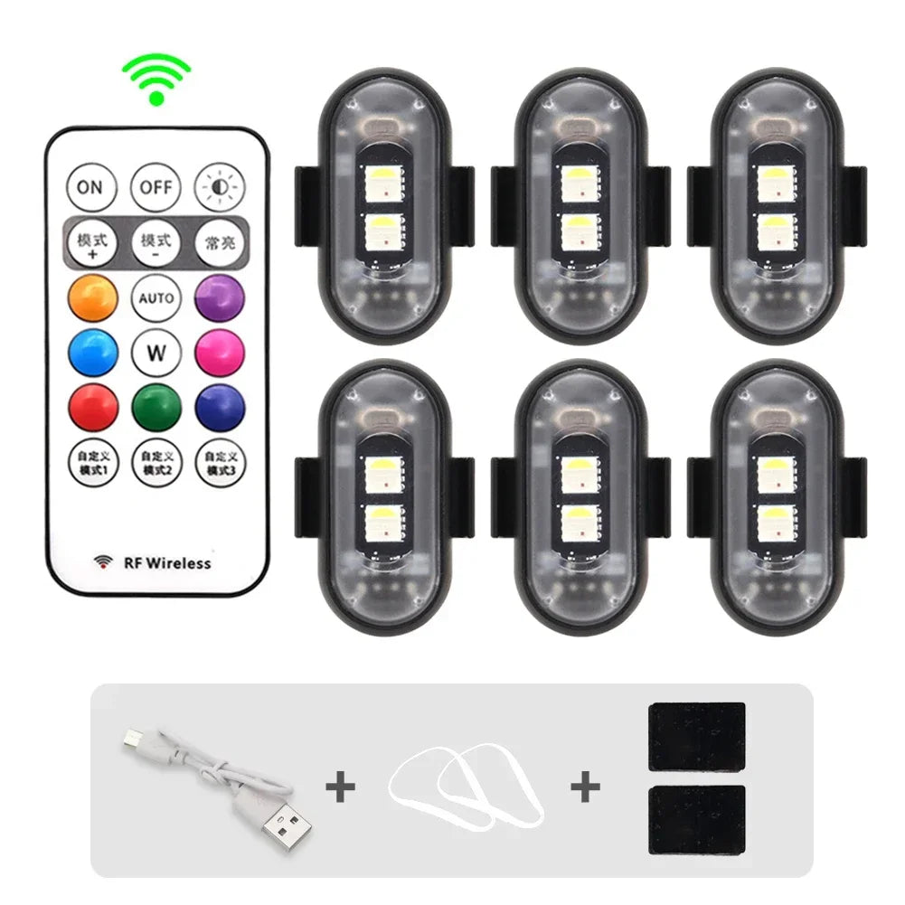 RGB Led Scooter Strobe Lights Bike LED Flash Position Wireless Light Aircraft Airplane Helicopter Warning Lights Accessories