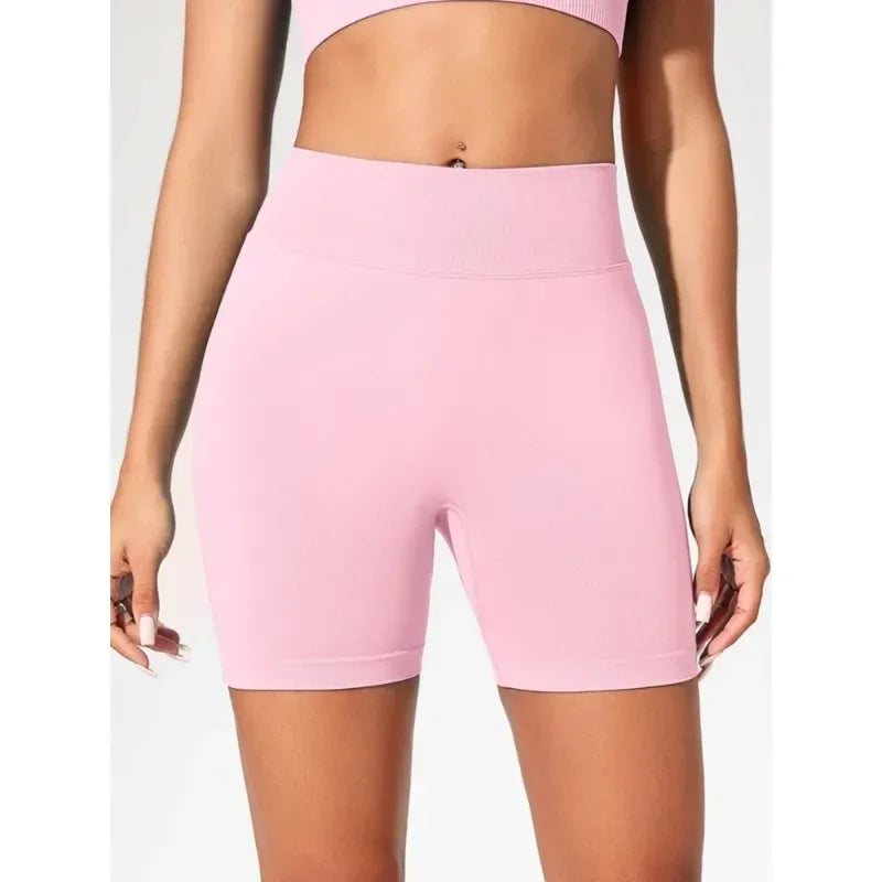 HISTELLO Sports Shorts 4.5" Women Yoga Shorts Seamless Low Waist Scrunch Bum Gym Leggings Workout Stretch Fitness Sports Shorts