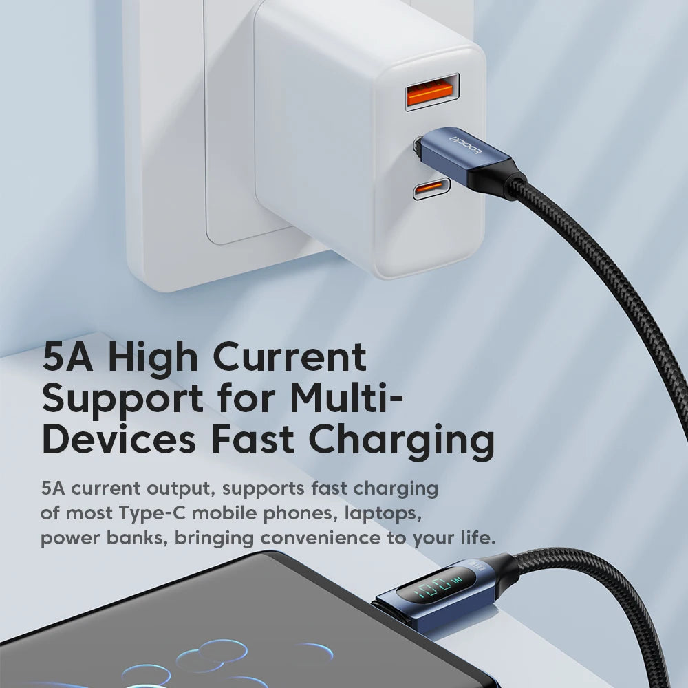 Toocki 100W Type C to Type C Cable PD Fast Charging Charger USB C to USB C Display Cable For Macbook iPad Data Cord Wire