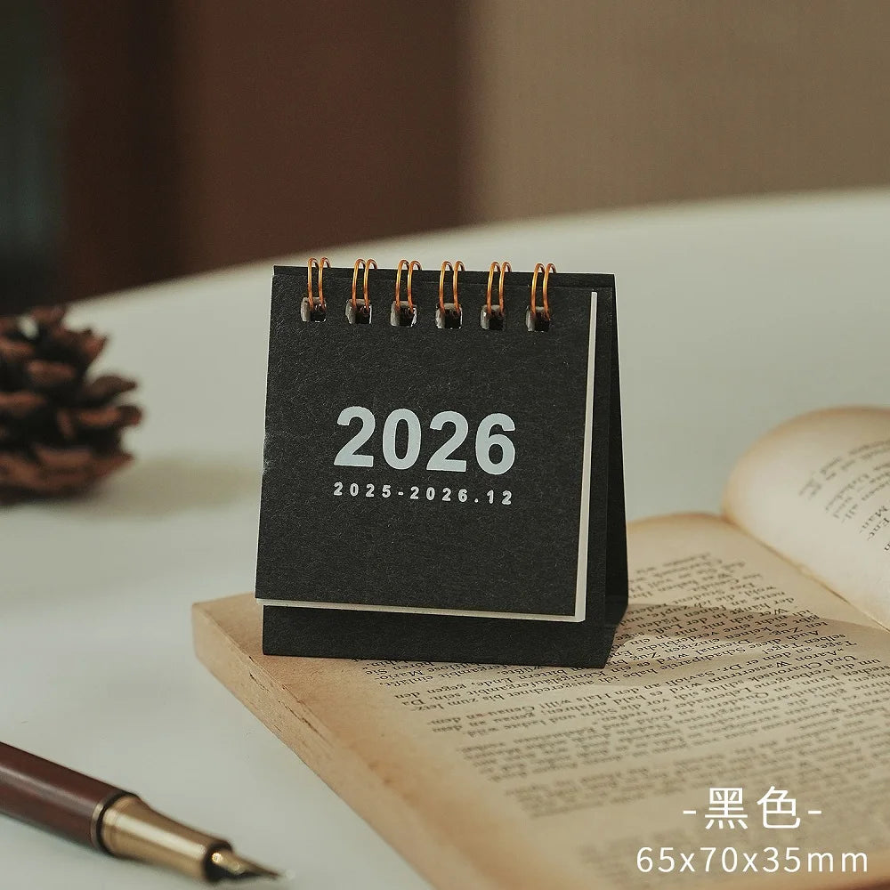 2026 Mini Simple Calendar Small Desk Calendar Creative Coil Calendar Planner Desktop Decoration Office Stationery