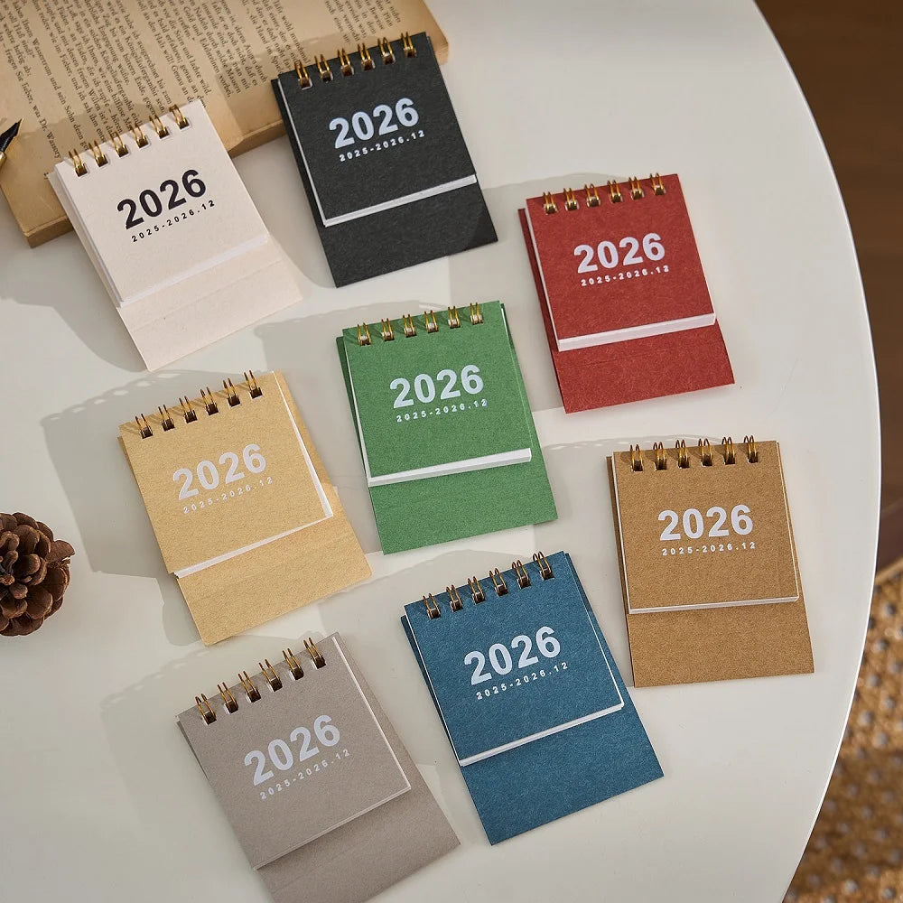 2026 Mini Simple Calendar Small Desk Calendar Creative Coil Calendar Planner Desktop Decoration Office Stationery