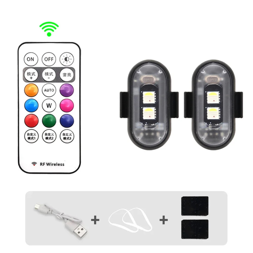 RGB Led Scooter Strobe Lights Bike LED Flash Position Wireless Light Aircraft Airplane Helicopter Warning Lights Accessories