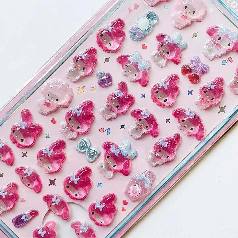 7Style Anime Sanrio Kuromi Hellokitty Hangyodon Cinnamoroll 3Dtransparent Jelly Sticker Crystal Decorative Stickers Casesdiy Toy
