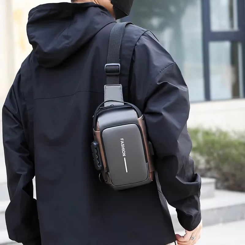 Sac à bandoulière élégant pour hommes – Tissu Oxford durable, sac de poitrine à bandoulière avec poche pour téléphone, fermeture