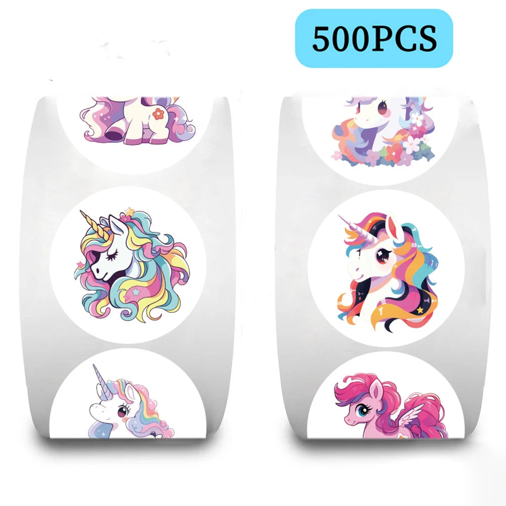 100-500pcs Cute Cartoon Unicorn Sticker Childrens Reward Gift Label Decoration Teacher Encouragement Student Stationery Sticker