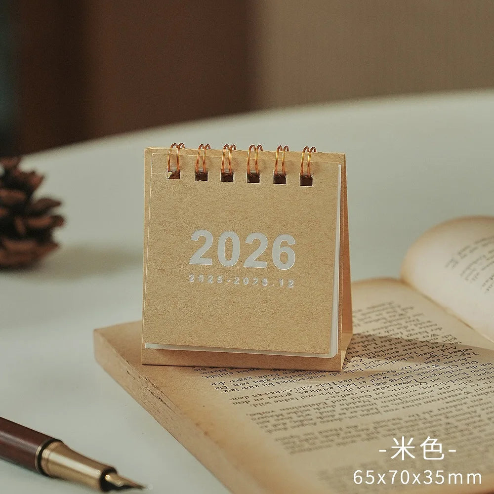 2026 Mini Simple Calendar Small Desk Calendar Creative Coil Calendar Planner Desktop Decoration Office Stationery