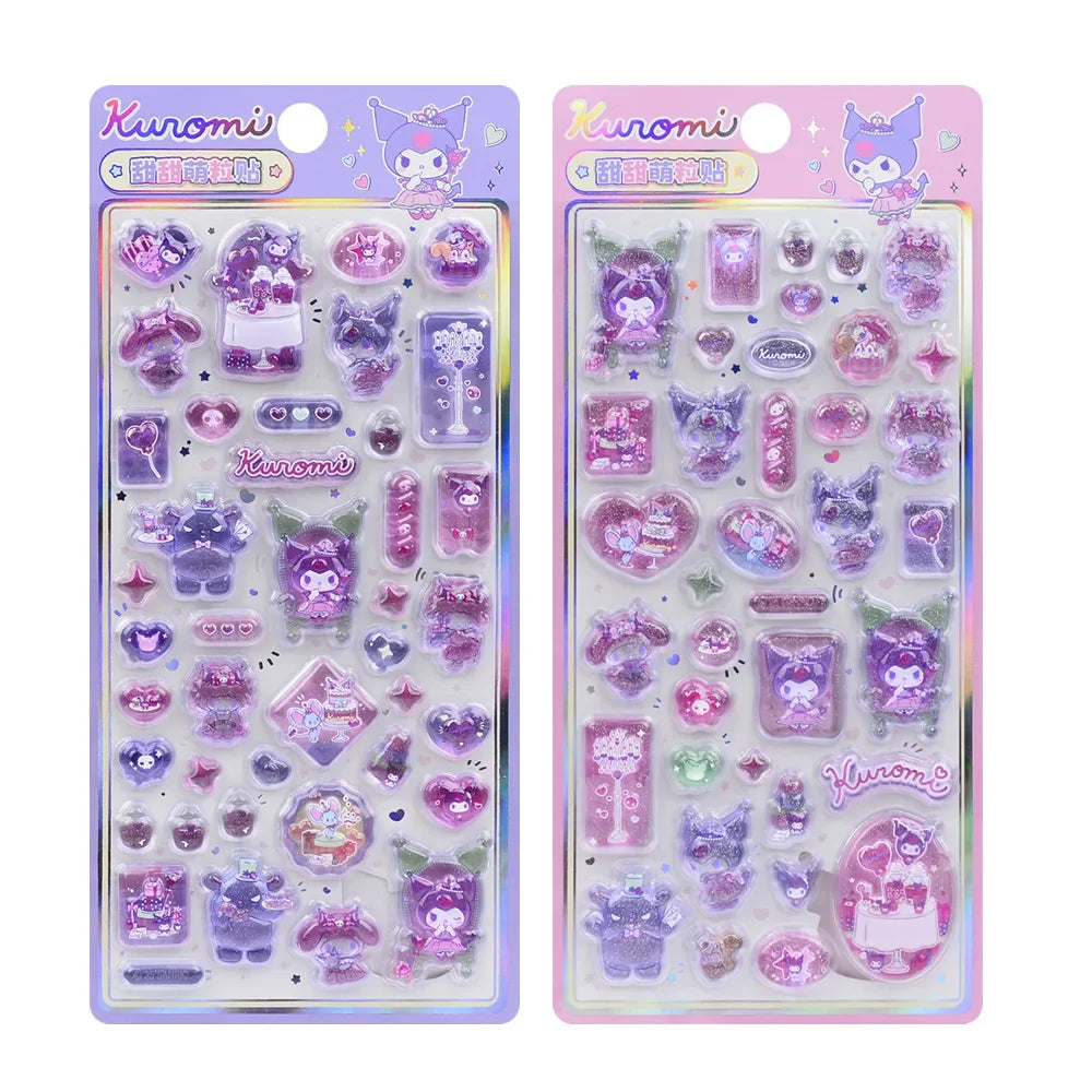 Sanrio Hellokitty Black Beauty 3D Jelly Sticker Toy Crystal Decoration Sticker Melody Anime Theme Children’s Art Craft Supplies