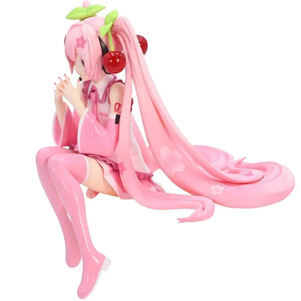 Hot Hatsune Miku Anime figure Pink dress PVC model action toys Cherry pink cherry blossom decoration collect gifts
