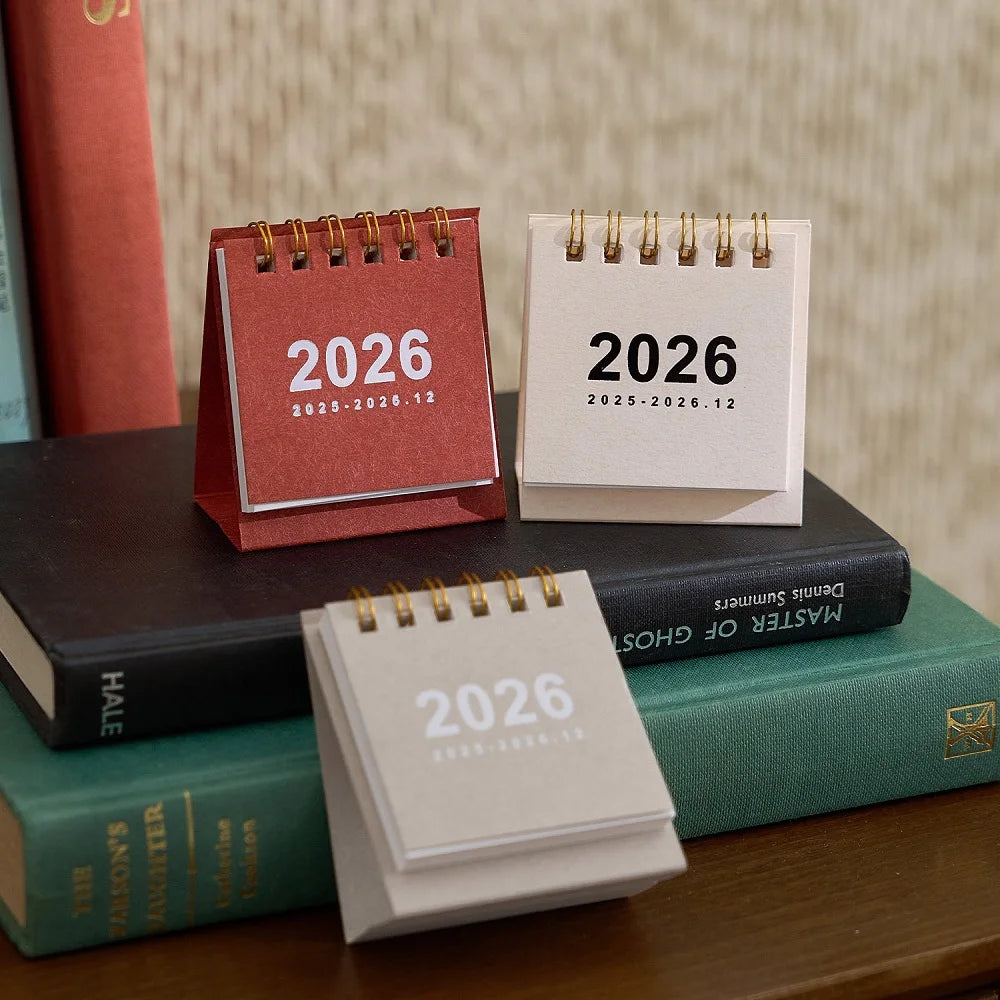 2026 Mini Simple Calendar Small Desk Calendar Creative Coil Calendar Planner Desktop Decoration Office Stationery