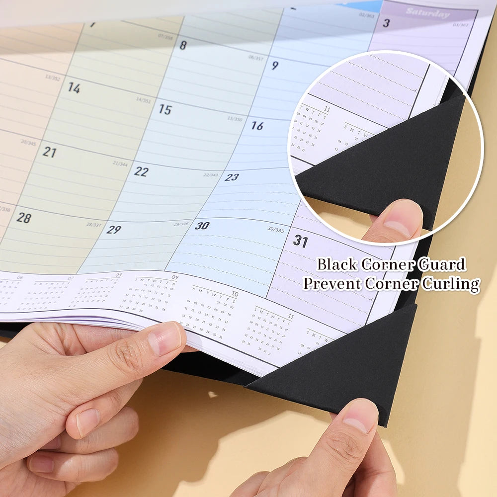 2026 Monthly Wall Calendar Rainbow Design Transparent Cover Large Format Planner (Jan-Dec 2026) For Students Home Organization
