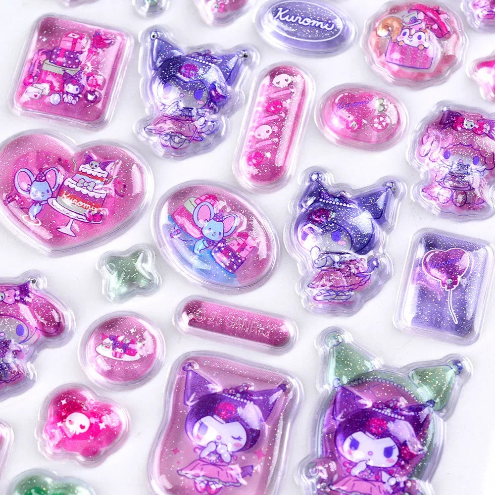 Sanrio Hellokitty Black Beauty 3D Jelly Sticker Toy Crystal Decoration Sticker Melody Anime Theme Children’s Art Craft Supplies