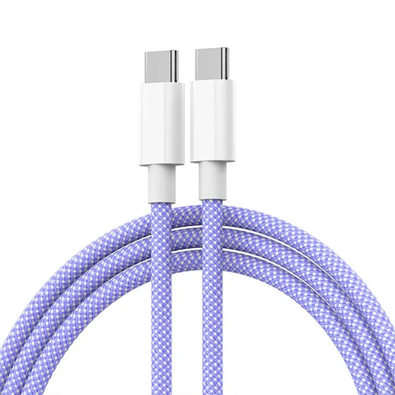ZIJAZO USB-C to Type C Color Cable For Apple iPhone 15 PD 60W Fast Charging For Huawei Xiaomi Samsung Type C Weaving Cable