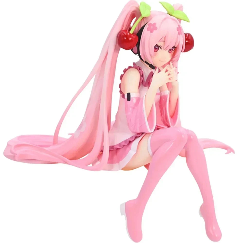 Hot Hatsune Miku Anime figure Pink dress PVC model action toys Cherry pink cherry blossom decoration collect gifts
