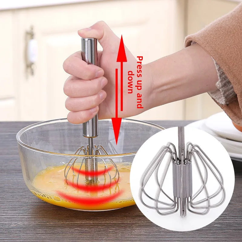 Baking Tool Whisk Stainless Steel Thickened Mixer Semi-Automatic Egg Beater Manual Mini Silicone Whisk