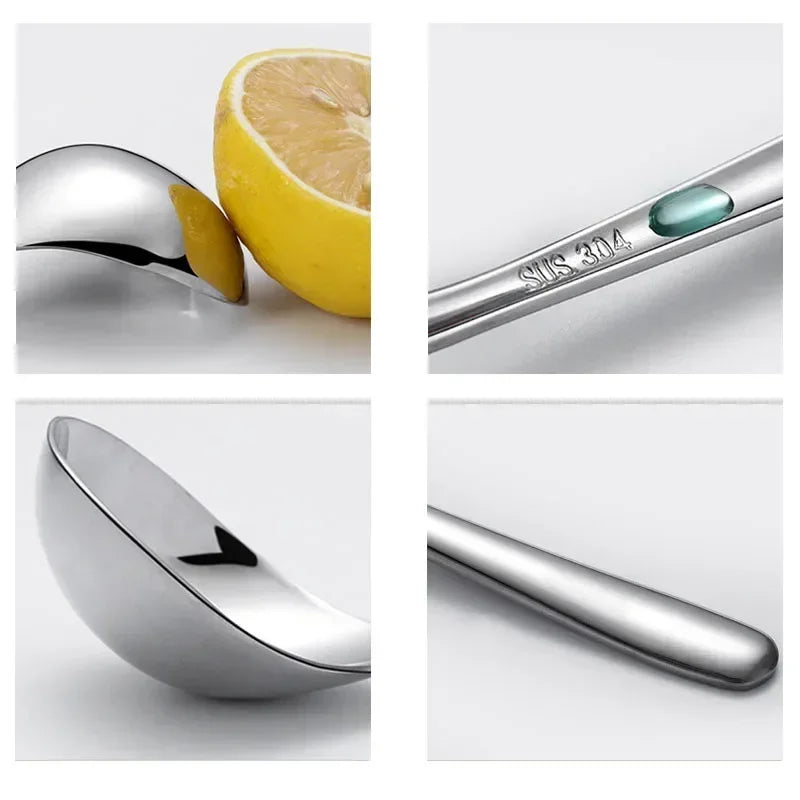 Soup Spoon Stainless Steel Creative Durable Thickening Spoon Home Kitchen Essential Tools Comfortable Long Handle Small Spoon