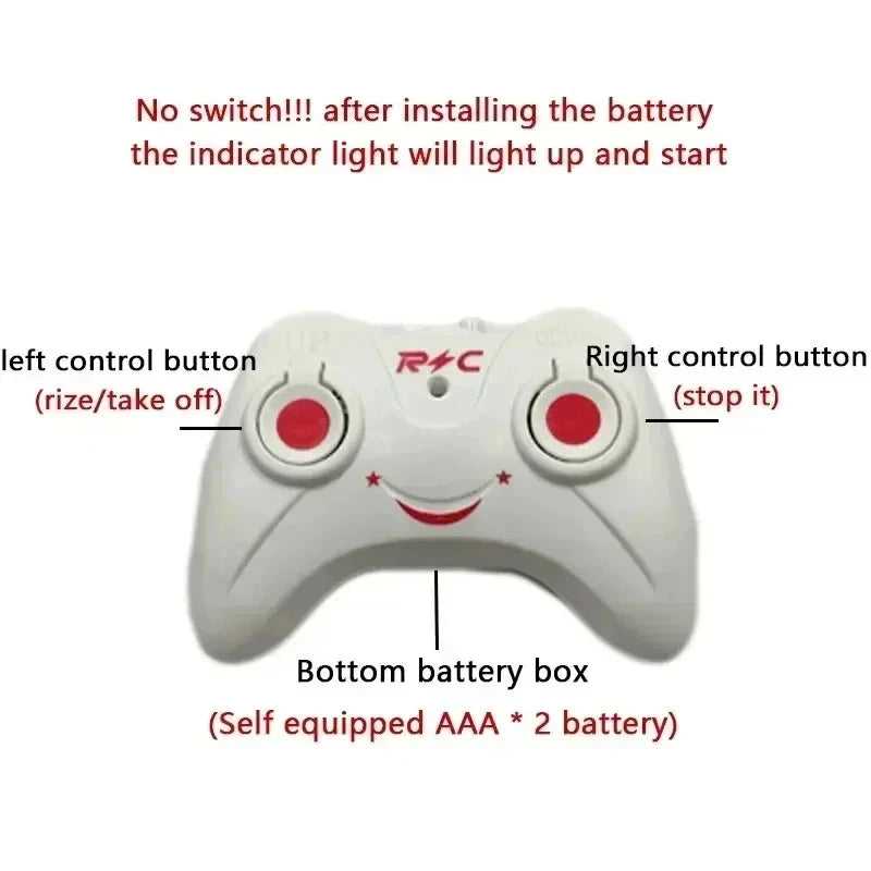 Rechargeable Mini RC Drone Remote Safe Fall-resistant RC Helicopters Drone ChildrenToys(No remote control battery)