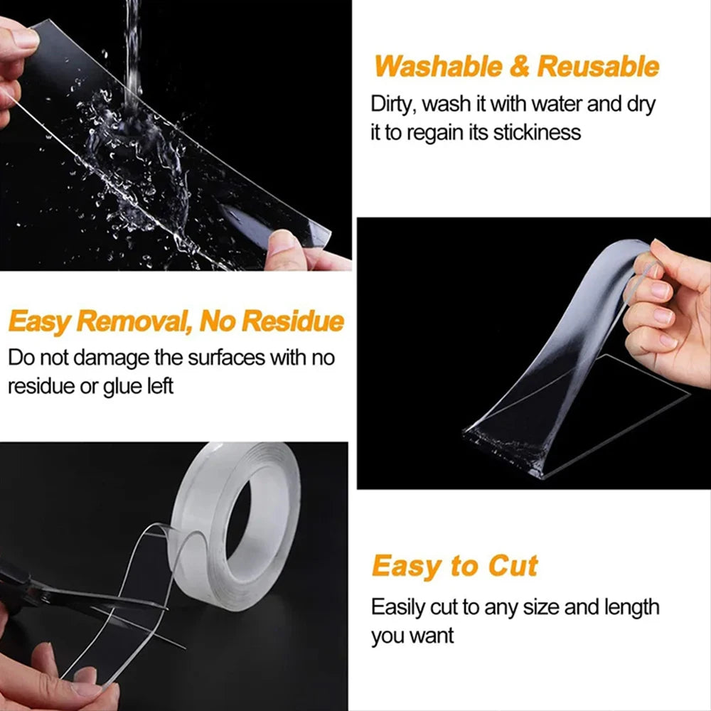 1pc Strong Double-sided Tape, Can Be Cleaned And Reused. Transparent Double-sided Tape Use for Kitchen, Bathroom, Office