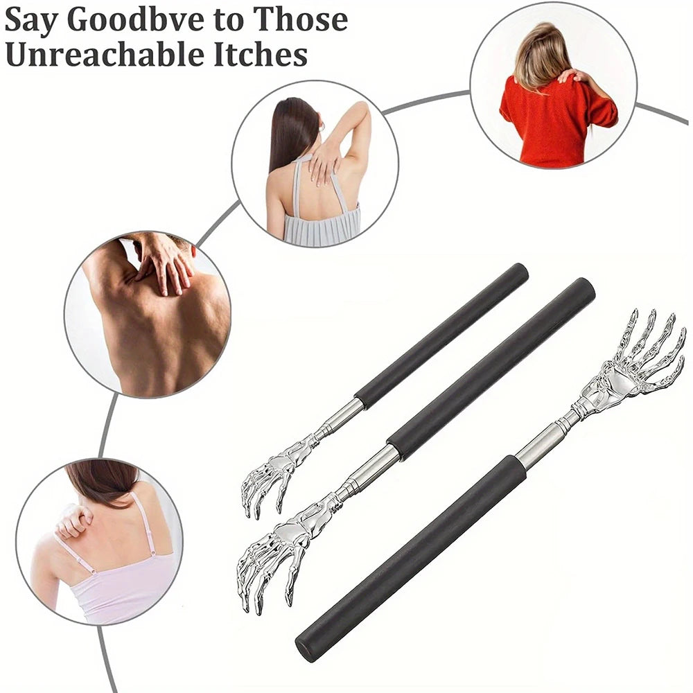 Stainless Steel Telescopic Back Scratcher Portable Extendable Scratcher Back Massager Tool Promote Blood Circulation Relax