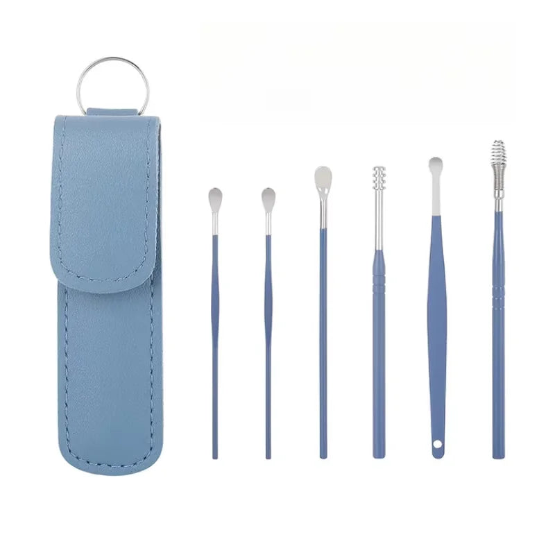 Effective 6Pcs Earwax Cleaning Tool with Spiral Earpick and Ear Curette, Ear Care Tool for Daily Use