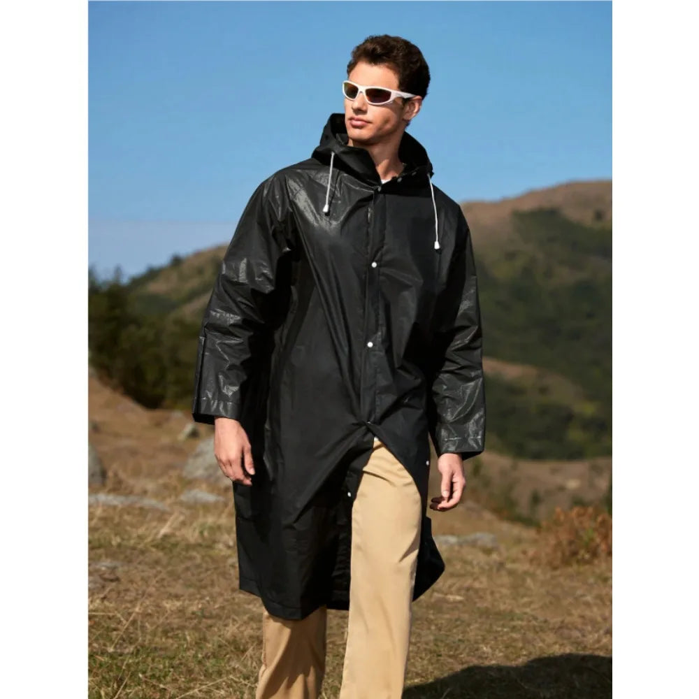 Raincoat Waterproof EVA Adults Thicken Hooded Raincoat Women Men Camping Outdoors Rainwear Rain Clothes Covers