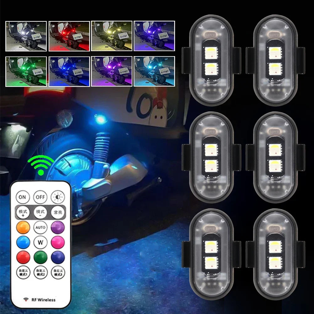 RGB Led Scooter Strobe Lights Bike LED Flash Position Wireless Light Aircraft Airplane Helicopter Warning Lights Accessories