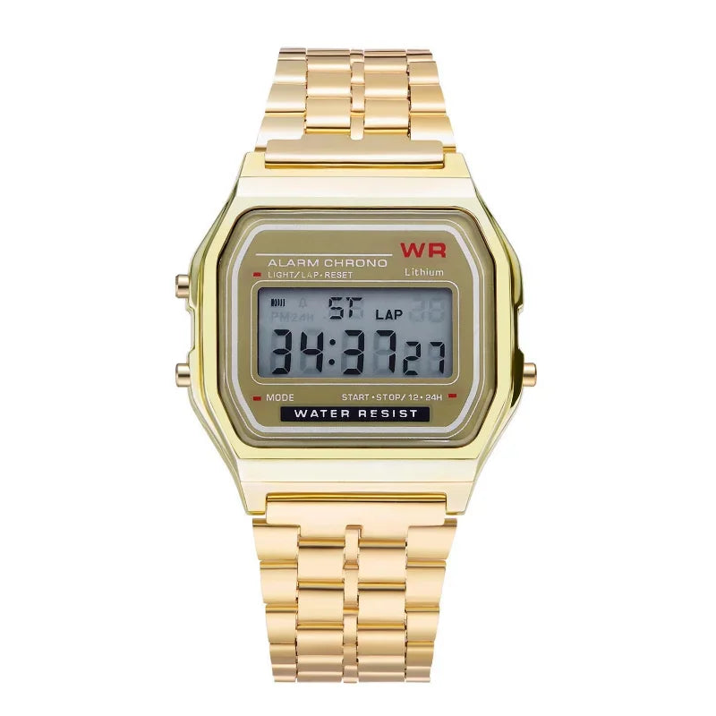 Multifunction LED Digital Sports Wrist Watch Steel Strap for Men And Women Business Electronic Clock