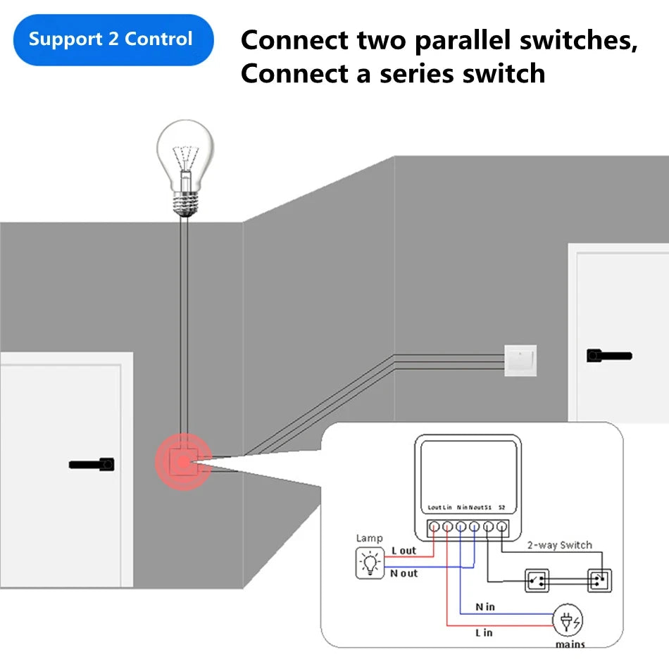 2 Way Control  Tuya Mini 16A WiFi Switch Smart Life App Smart Home Automation Module Interruptor Work for Alexa Google Home