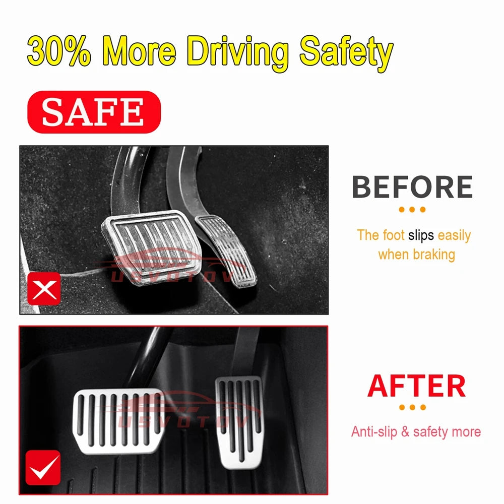 Aluminum Alloy Accelerator Gas Fuel Brake Rest Pads Mat For Tesla Model 3 Y Juniper 2025 2024 Foot Pedals Cover Car Accesories