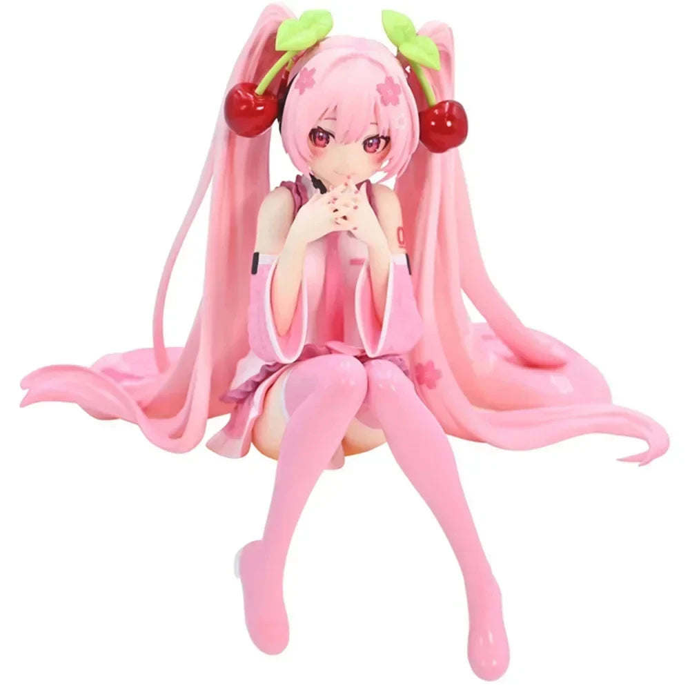 Hot Hatsune Miku Anime figure Pink dress PVC model action toys Cherry pink cherry blossom decoration collect gifts