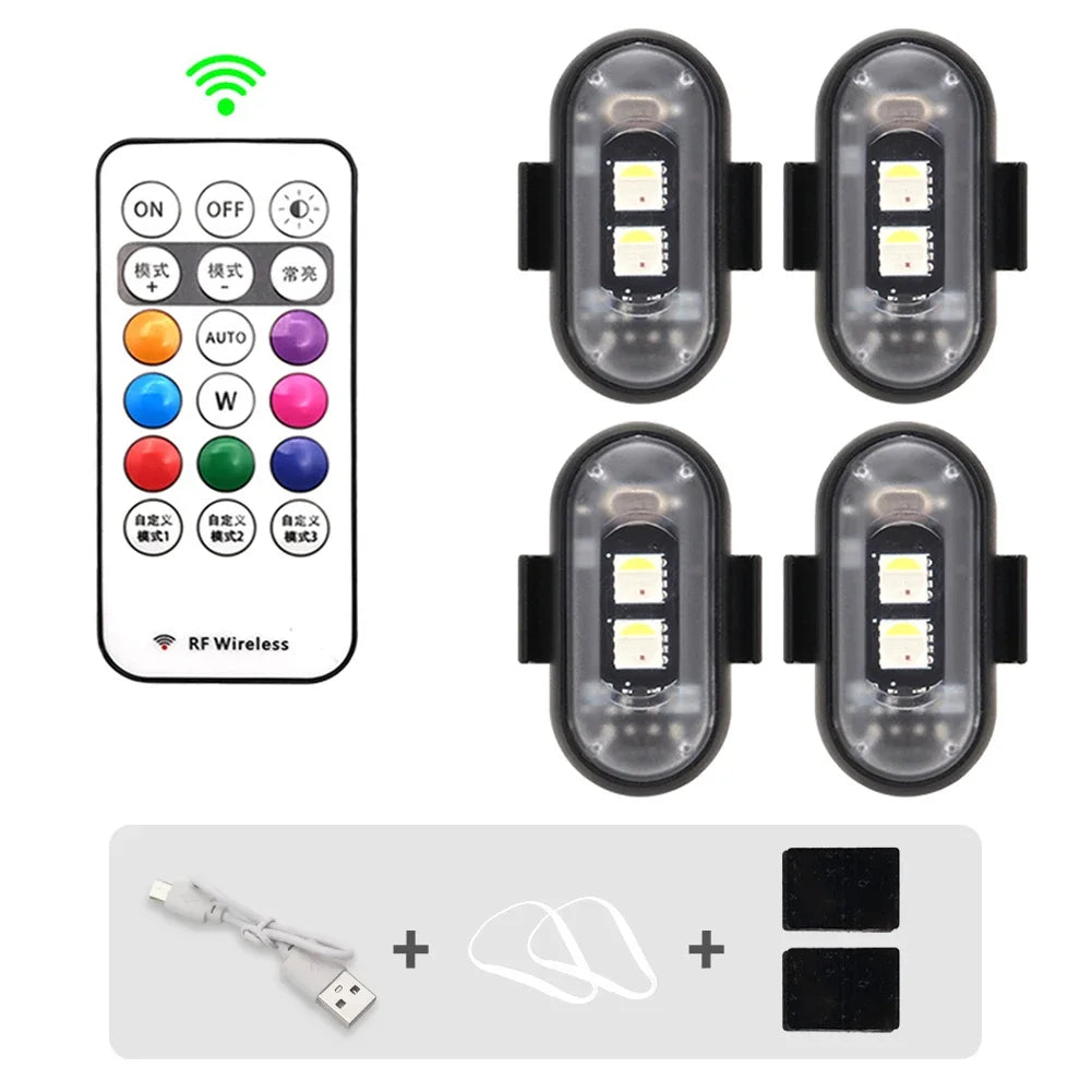 RGB Led Scooter Strobe Lights Bike LED Flash Position Wireless Light Aircraft Airplane Helicopter Warning Lights Accessories
