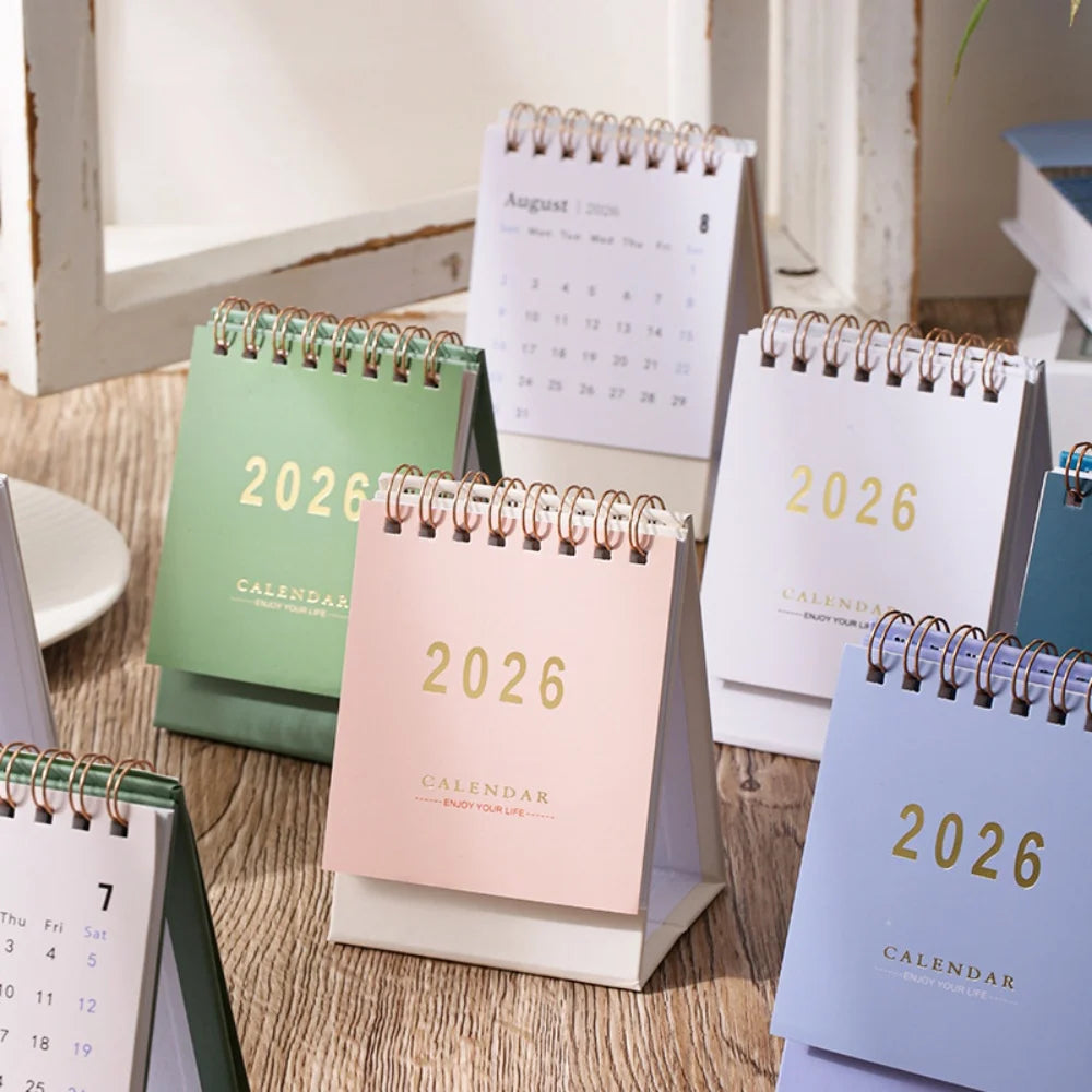 2026 Mini Morandi Color Calendar Small Desk Calendar Memo Calendar Planner Desktop Decoration & Office Stationery Supplies