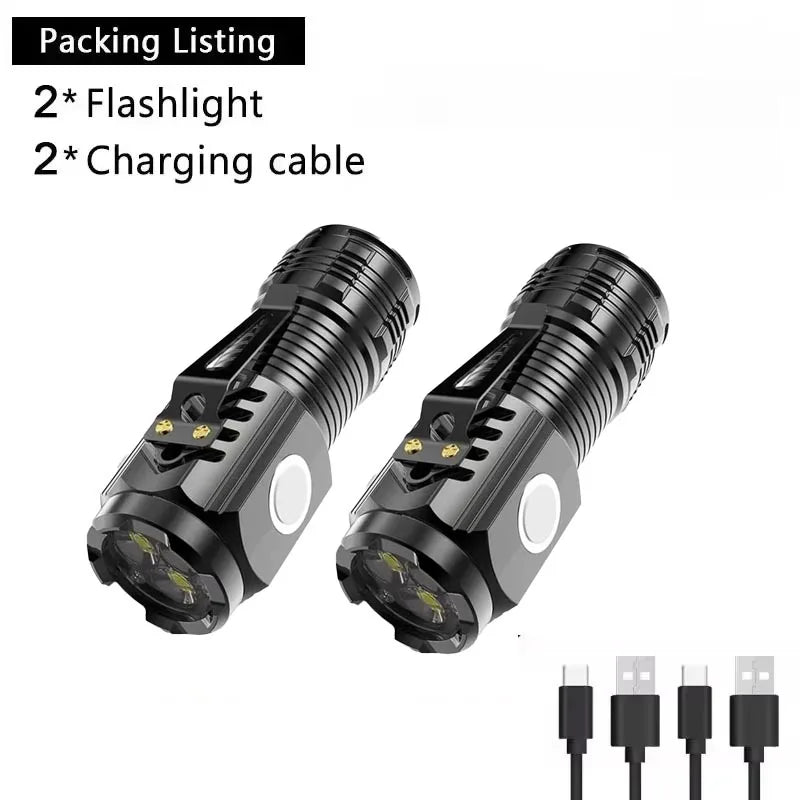 Rechargeable LED Strong Light Flashlight, Multi Functional for Long Range, Portable Outdoor Home Mini Flashlight, Cap Clip Light
