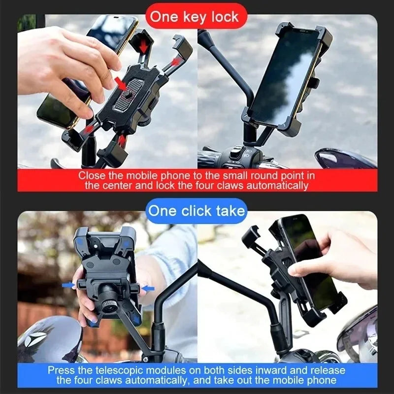 360° Rotation Bicycle Phone Holder Motorcycle Handlebar Cell Phone Mount Scooter Bike Motorcycle Stand Bracket For iPhone Xiaomi