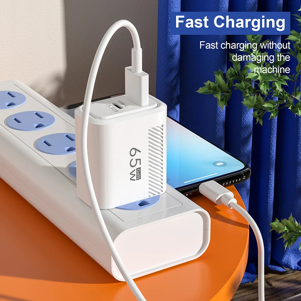 Total 65W GAN USB C Charger Fast High Speed Charging Quick Charge For iPhone 16 Xiaomi 15 Redmi USB C Mobile Phone Wall Adapter