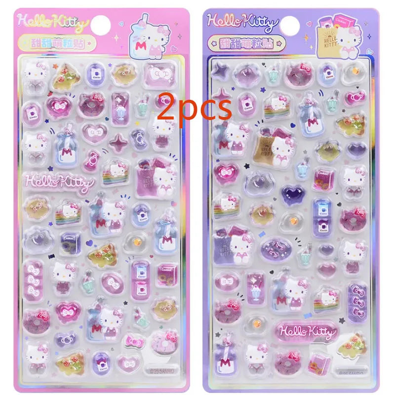 Sanrio Hellokitty Black Beauty 3D Jelly Sticker Toy Crystal Decoration Sticker Melody Anime Theme Children’s Art Craft Supplies