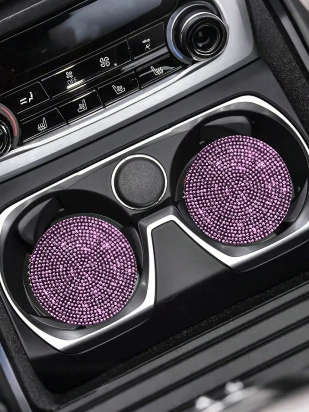 Car coaster with crystal - anti slip, heat-resistant, elegant diamond like design, light luxury shining, beautiful car interior