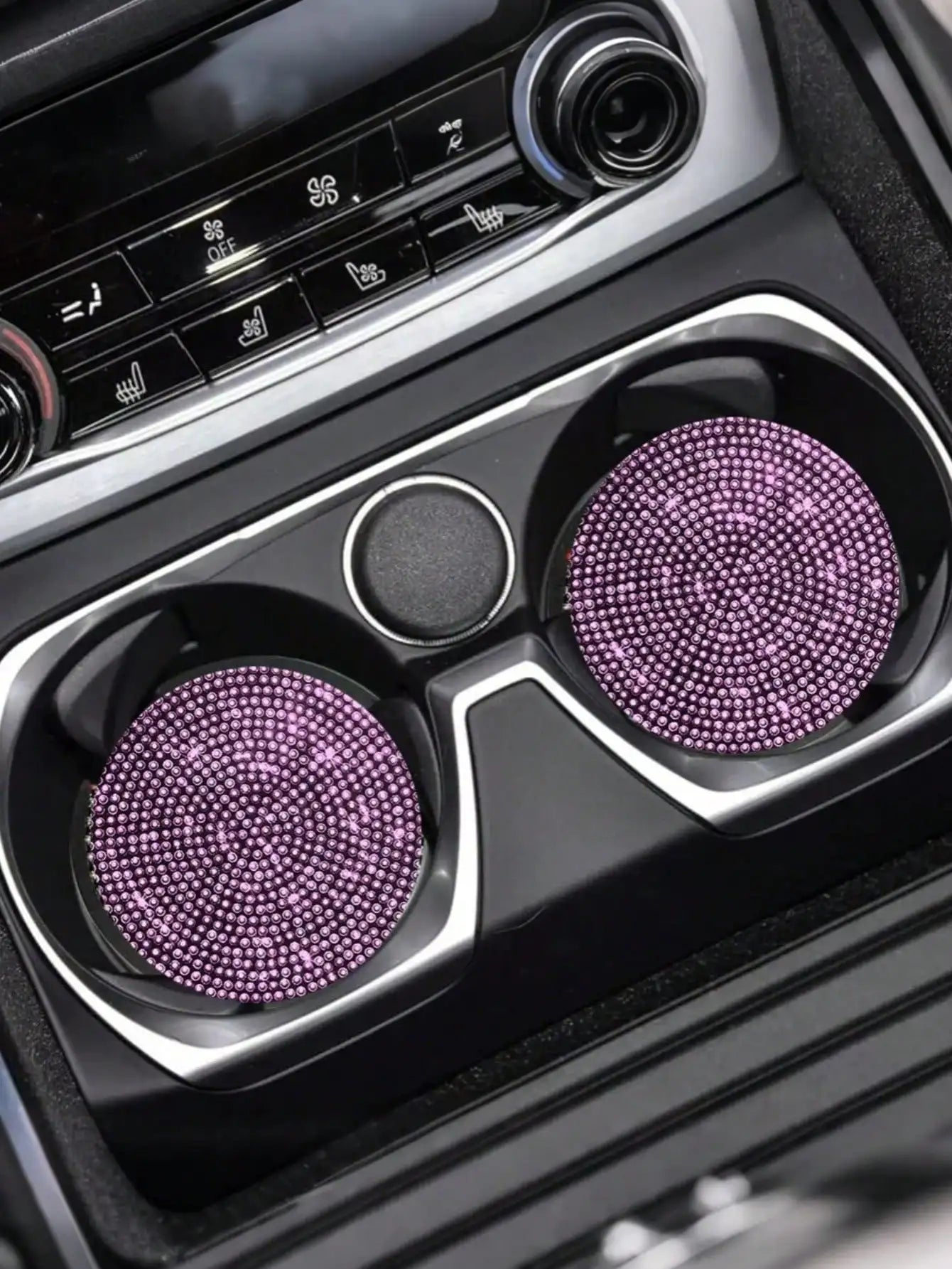 Car coaster with crystal - anti slip, heat-resistant, elegant diamond like design, light luxury shining, beautiful car interior