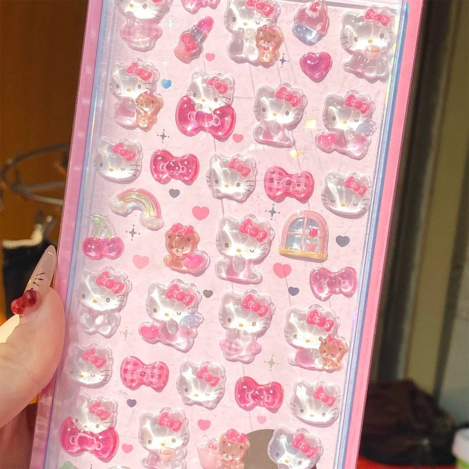 7Style Anime Sanrio Kuromi Hellokitty Hangyodon Cinnamoroll 3Dtransparent Jelly Sticker Crystal Decorative Stickers Casesdiy Toy