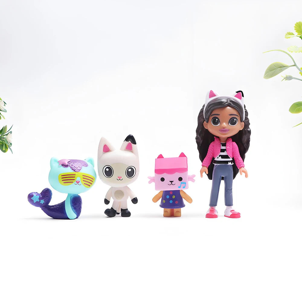 13pcs Gabby Dollhouse Anime Figure Toy Smiling Car Cat Hug Gaby Girl Dolls Mercat Cartoon Action Figure Xmas Birthday Kids Gift