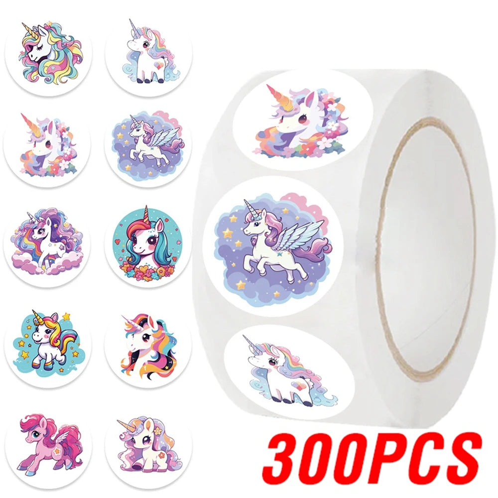 100-500pcs Cute Cartoon Unicorn Sticker Childrens Reward Gift Label Decoration Teacher Encouragement Student Stationery Sticker