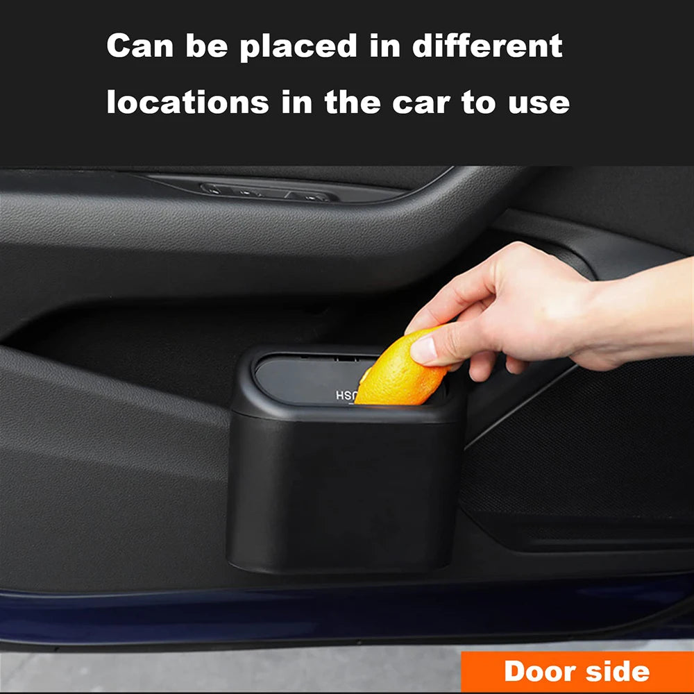 Hanging Car Trash Bin -Space-Saving Vehicle Garbage Can with Press-Open Lid - Durable Plastic Storage Box for Auto Organization