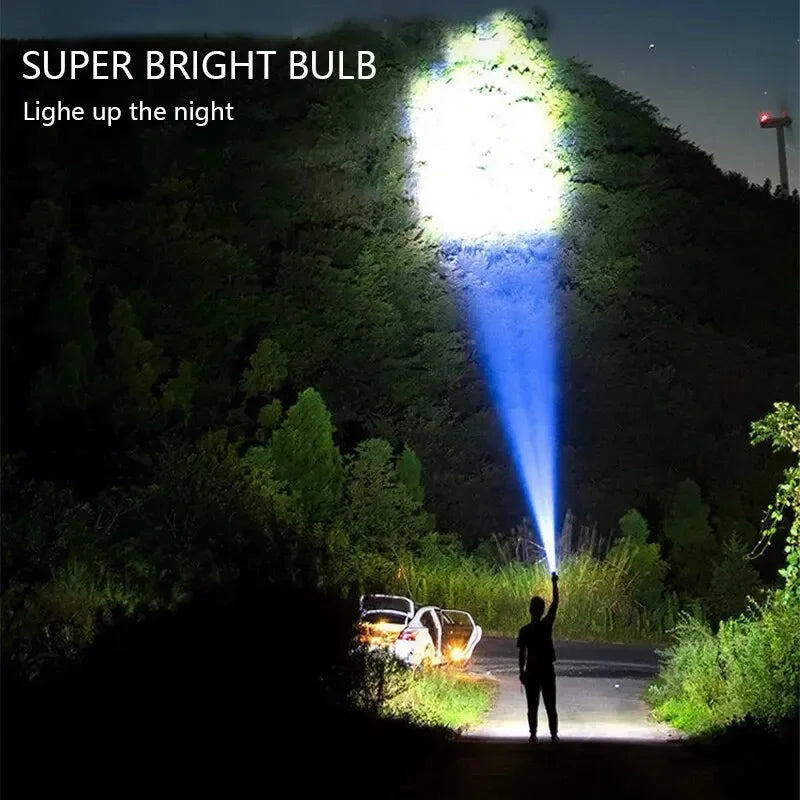 Rechargeable High-Power Flashlight with Side Light 3 Lighting Modes for Camping Outdoor Activities And Adventures