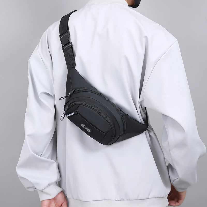 Men's Large Capacity Fitness Waist Pack Portable Anti Theft Ultra Thin Small Chest Bag Sports Outdoor Leisure Running Waist Bag