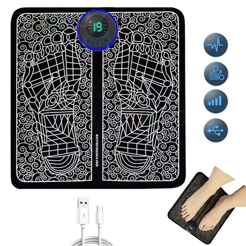 Electric USB Charging Foot Massage Mat Relaxes Foot Acupoint Massage Mat Improves Blood Circulation 8 Modes 19 Level Relaxation