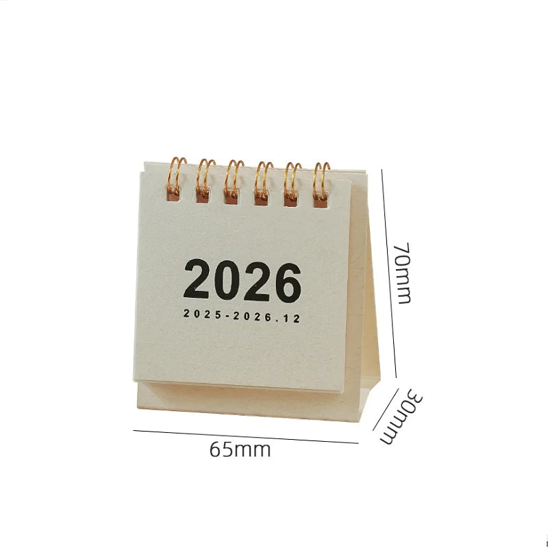 2026 Mini Simple Calendar Small Desk Calendar Creative Coil Calendar Planner Desktop Decoration Office Stationery